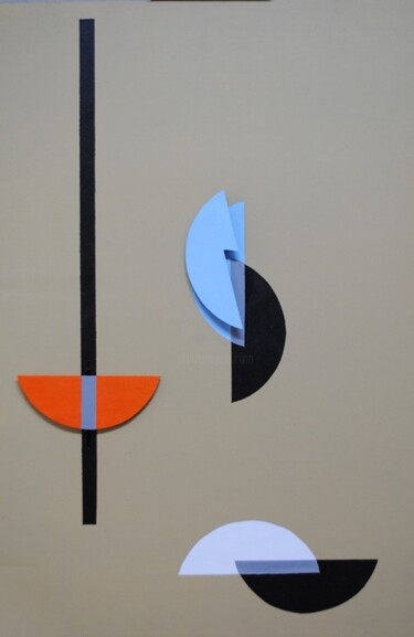 Painting titled "Bauhaus Plakat 2" by Walter Lehmann, Original Artwork, Acrylic Mounted on Wood Panel