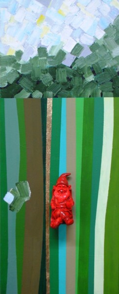 Malerei mit dem Titel "Zwergenreich 3" von Walter Lehmann, Original-Kunstwerk, Acryl Auf Keilrahmen aus Holz montiert