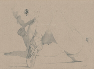 Zeichnungen mit dem Titel ""Ballerina Nr.3 (23…" von Walter Roos, Original-Kunstwerk, Bleistift