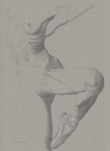 Drawing titled ""Die nackte Balleri…" by Walter Roos, Original Artwork, Pencil