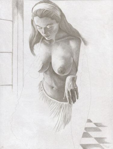 Drawing titled ""Nr. 3 (22:50)"" by Walter Roos, Original Artwork, Silverpoint