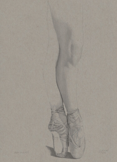 Рисунок под названием ""Ballerina Nr. 6 (2…" - Walter Roos, Подлинное произведение искусства, Карандаш