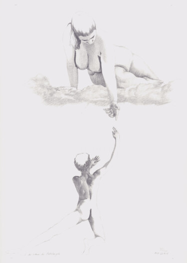 Tekening getiteld ""Der Irrtum des Mic…" door Walter Roos, Origineel Kunstwerk, Potlood