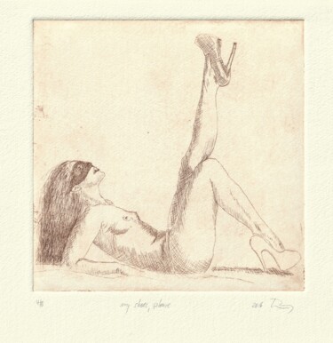 Gravures & estampes intitulée ""My shoes please"" par Walter Roos, Œuvre d'art originale, Eau-forte