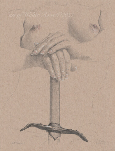 Zeichnungen mit dem Titel ""Amazone (18:21)"" von Walter Roos, Original-Kunstwerk, Bleistift