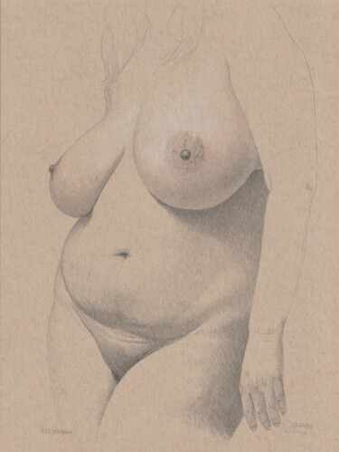 Dessin intitulée ""Older woman (19:08…" par Walter Roos, Œuvre d'art originale, Crayon