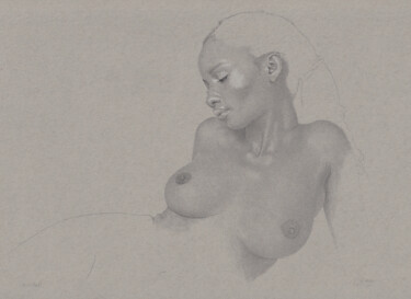 Tekening getiteld ""Pose Nr.1 (23:35)"" door Walter Roos, Origineel Kunstwerk, Potlood