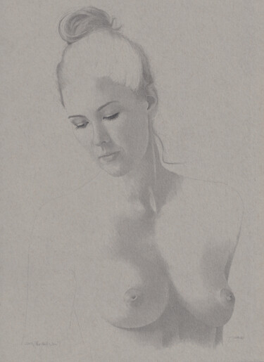 Σχέδιο με τίτλο ""Pose Nr.4 (22:54)"" από Walter Roos, Αυθεντικά έργα τέχνης, Μολύβι