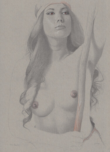 Drawing titled ""Power Nr.7 (23:20)"" by Walter Roos, Original Artwork, Pencil