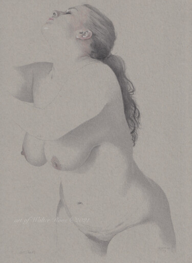 Drawing titled ""Pose Nr.13 (22:52)"" by Walter Roos, Original Artwork, Pencil