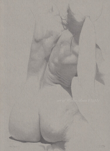 Zeichnungen mit dem Titel ""Pose Nr. 8 (18:35)"" von Walter Roos, Original-Kunstwerk, Bleistift