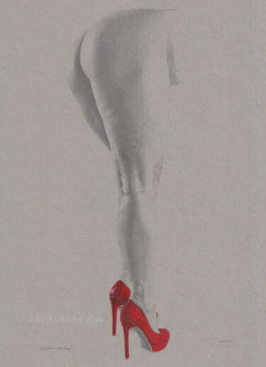 Disegno intitolato ""ANr.12 red shoes (…" da Walter Roos, Opera d'arte originale, Matita