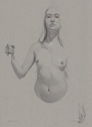 Drawing titled ""Power Nr.10 (17:10…" by Walter Roos, Original Artwork, Pencil