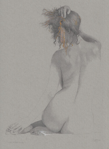 Dessin intitulée ""Der Rücken von Ang…" par Walter Roos, Œuvre d'art originale, Crayon