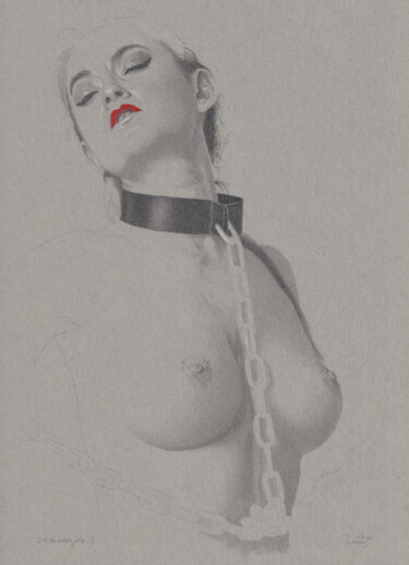 Dessin intitulée ""The catholic girl…" par Walter Roos, Œuvre d'art originale, Crayon