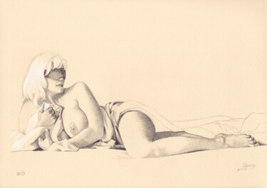 Drawing titled ""22:53"" by Walter Roos, Original Artwork, Pencil