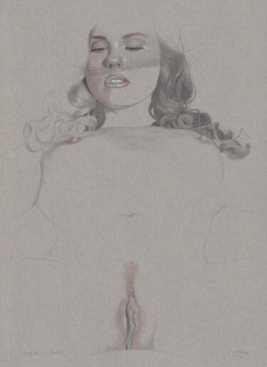 Dessin intitulée ""Hommage à Courbet…" par Walter Roos, Œuvre d'art originale, Crayon