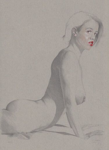 Drawing titled ""P. (18:11)"" by Walter Roos, Original Artwork, Pencil