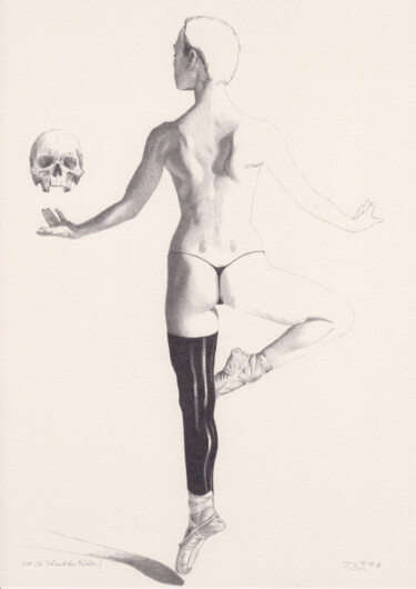 Drawing titled ""Der Tod und das Mä…" by Walter Roos, Original Artwork, Pencil