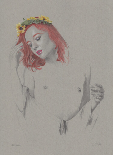 Drawing titled ""Goddess (19:02)"" by Walter Roos, Original Artwork, Pencil