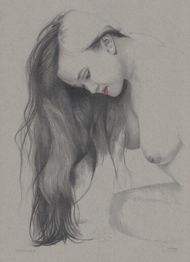 Drawing titled ""Black Nr.24 (23:48…" by Walter Roos, Original Artwork, Pencil