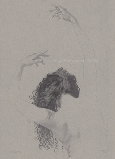 Drawing titled ""Pose Nr. 6 (23:38)"" by Walter Roos, Original Artwork, Pencil