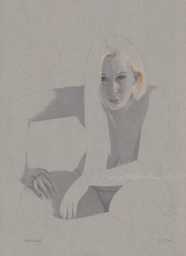 Рисунок под названием ""Blonde Nr.2 (16:29…" - Walter Roos, Подлинное произведение искусства, Карандаш