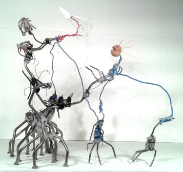 Sculpture intitulée "Les amis - Bêtaclock" par Walter Sené, Œuvre d'art originale, Acier inoxydable