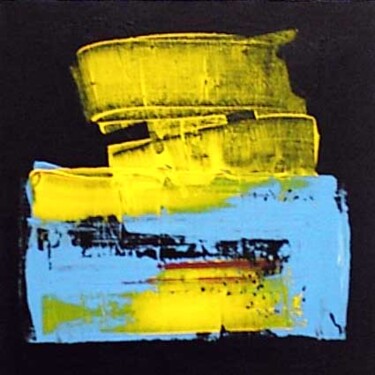 Peinture intitulée "tete jaune et bleu" par Walter Sené, Œuvre d'art originale