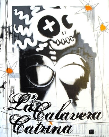 Peinture intitulée "La Calavera Catrina" par Walter Sené, Œuvre d'art originale