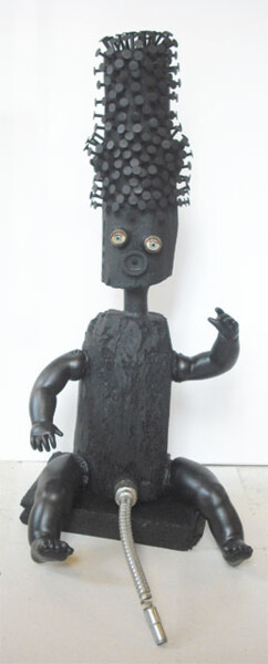 Sculpture intitulée "Monsieur Robinet" par Walter Sené, Œuvre d'art originale, Bois