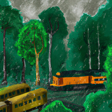 Digital Arts titled "Old Train Art" by Walter Williams, Original Artwork, Digital Painting