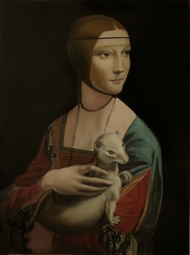 Pittura intitolato "Dama con ermellino…" da Walter Cozzoli, Opera d'arte originale