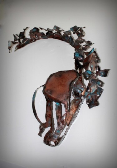 Sculpture titled "cheval grec" by Wam, Original Artwork, Metals