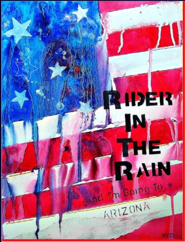 Painting titled "Rider In The Rain (…" by Walter Vermeulen, Original Artwork, Gouache