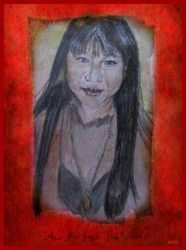 Dessin intitulée "China Girl (HDY)" par Walter Vermeulen, Œuvre d'art originale, Crayon