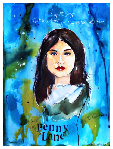 Schilderij getiteld "Penny Lane" door Walter Vermeulen, Origineel Kunstwerk, Inkt