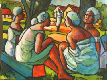 Painting titled "Comadres" by Wesley Aragão, Original Artwork