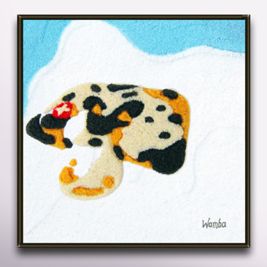 Painting titled "vache-qui-rie" by Fabrice Wamba, Original Artwork, Sand