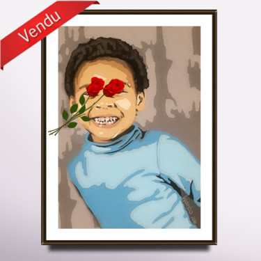 juste-un-sourire Peinture intitulée "juste-un-sourire" par Fabrice Wamba, Œuvre d'art originale, Acrylique