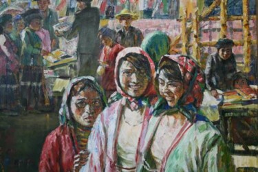 Peinture intitulée "LES TROIS FILLES DA…" par Wancheng Liang, Œuvre d'art originale
