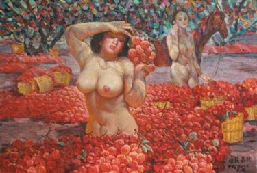 Peinture intitulée "LA RECOLTE DE LITCH…" par Wancheng Liang, Œuvre d'art originale