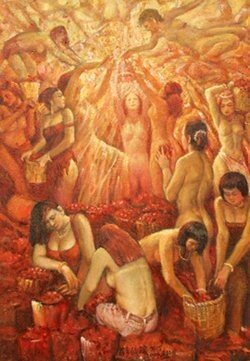 Peinture intitulée "LES FEMMES ET LE LI…" par Wancheng Liang, Œuvre d'art originale