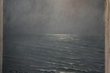 Peinture intitulée "银色的夜_沉睡的大海" par Wancheng Liang, Œuvre d'art originale