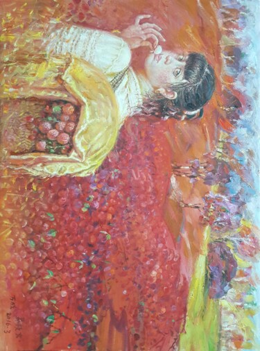 Painting titled "la jeune femme et s…" by Wancheng Liang, Original Artwork