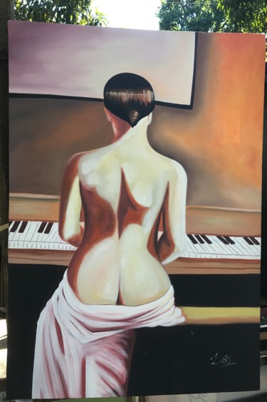 Painting titled "Le piano et la femme" by Wilfried Deakins, Original Artwork, Acrylic