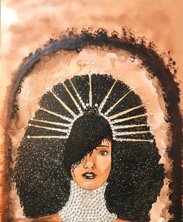 Painting titled "Rainha" by Wanessa Fiuza, Original Artwork, Oil