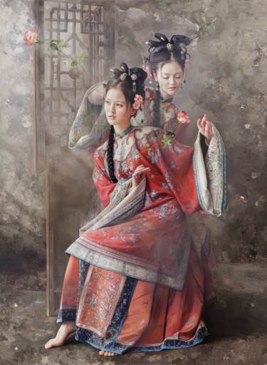 Printmaking titled "Dream of virtuous l…" by Mingyue Wang Wang Ming Yue, Original Artwork, Oil