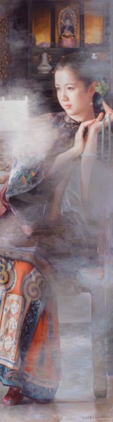 propitious cloud 祥云 Peinture intitulée "propitious cloud 祥云" par Mingyue Wang 王明月, Œuvre d'art originale, Huile
