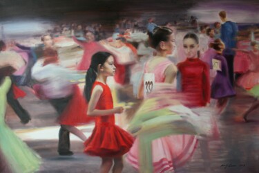 Pittura intitolato "Ballroom Dance" da Wang Quan, Opera d'arte originale, Olio